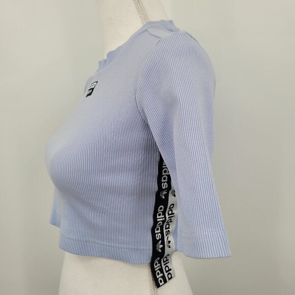 Adidas Originals Reveal Your Voice Ribbed Logo Tape Crop Top - Picture 6 of 10